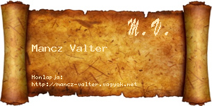Mancz Valter névjegykártya